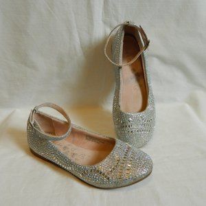Girls size 3 Olive & Edie Dress Party Wedding Shoes Flats Bling Rhinestones